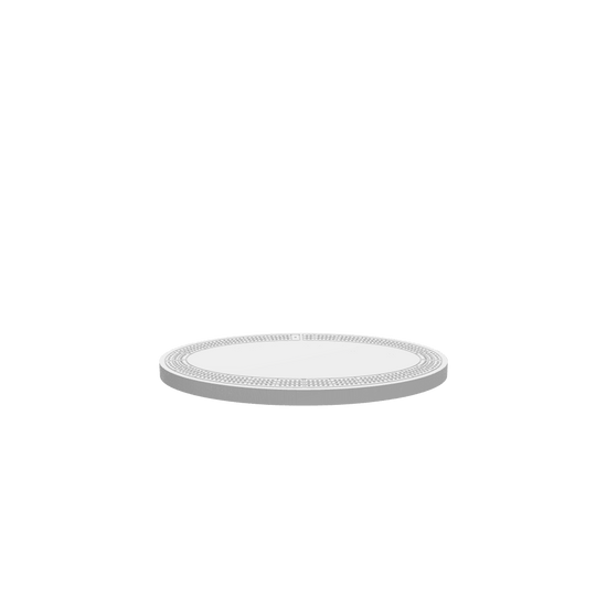A 3D render of a CNC file showing a 3 Person Oval Standard Cribbage Board featuring three curved tracks and detailed peg holes.