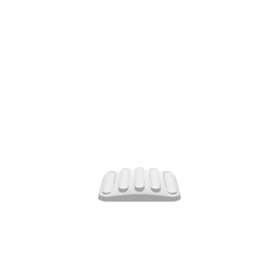 A 3D render of a CNC file showing a 3D 4x Rest Flat Pen Holder with four flat sections designed to neatly hold pens.