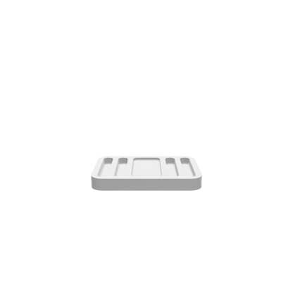 3D render of CNC file showing a Pocket knife catchall tray with 4 knife slots and a catchall tray