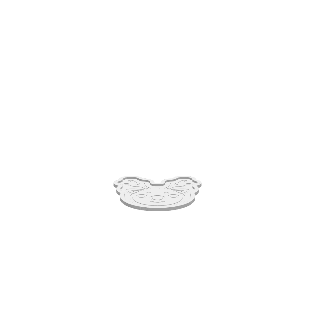 A 3D render of CNC file showing a Baby Reindeer Christmas Tray featuring a playful reindeer shape, perfect for holiday decor.