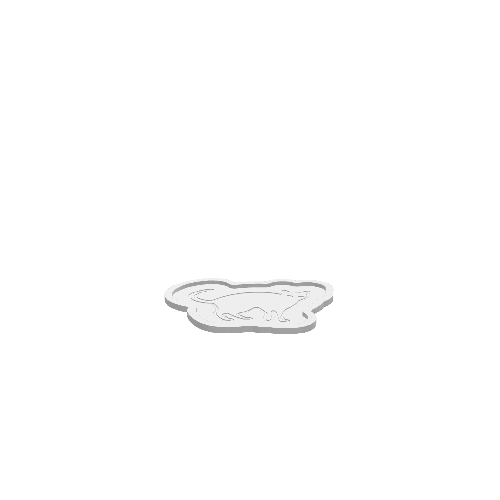 GLB file of wooden tray featuring a cat design