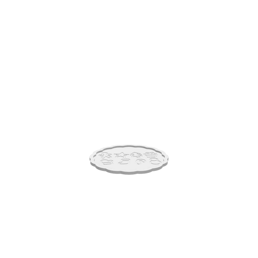 3D render of CNC file showing a cartoon Christmas cookies tray in a pleated circular shape.
