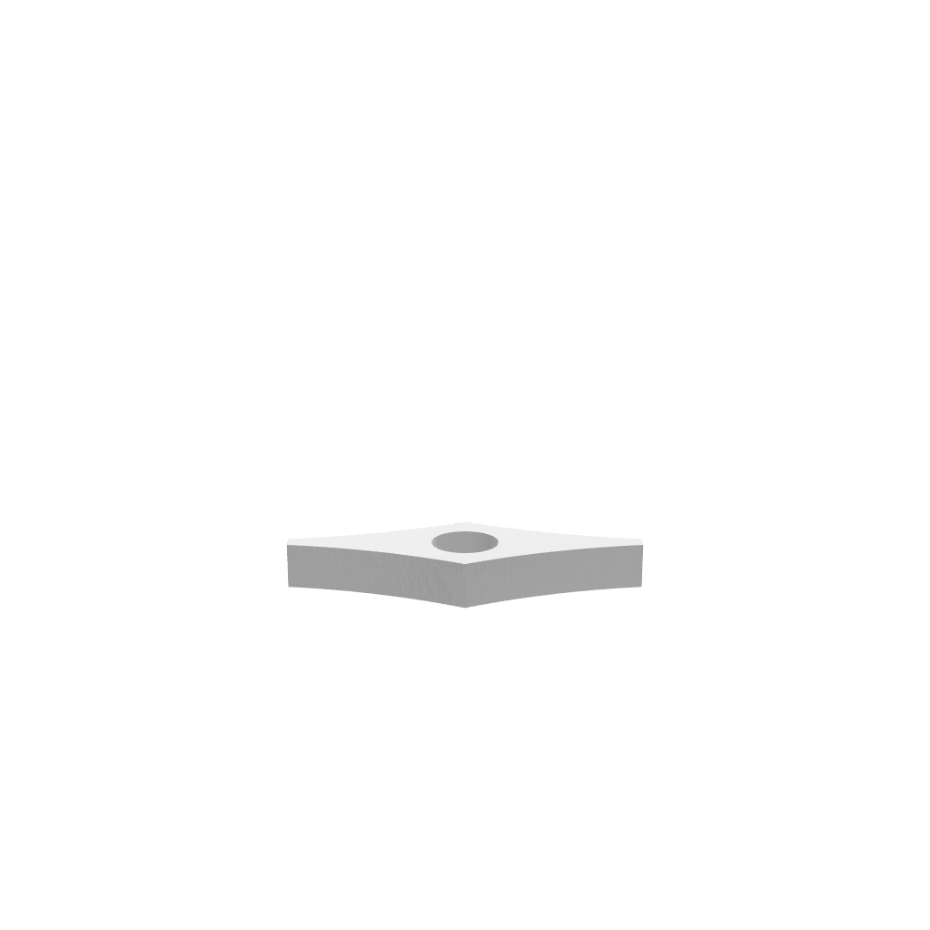 GLB file of Large curved rhombus thumb holder made of durable wood, designed for easy grip and comfortable handling.