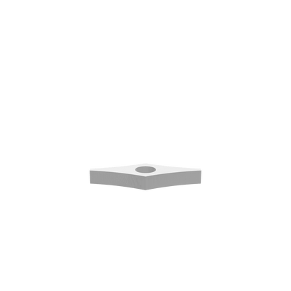 GLB file of Large curved rhombus thumb holder made of durable wood, designed for easy grip and comfortable handling.