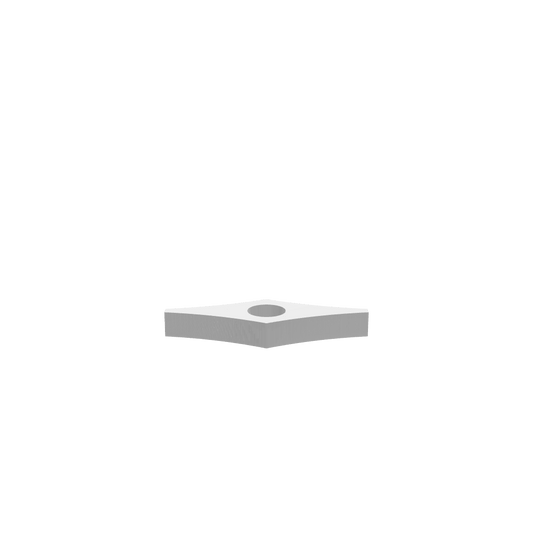 GLB file of Large curved rhombus thumb holder made of durable wood, designed for easy grip and comfortable handling.