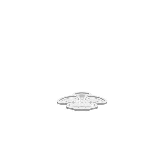 A 3D render of CNC file showing a Cute Angel Tray design with angel wings and a halo