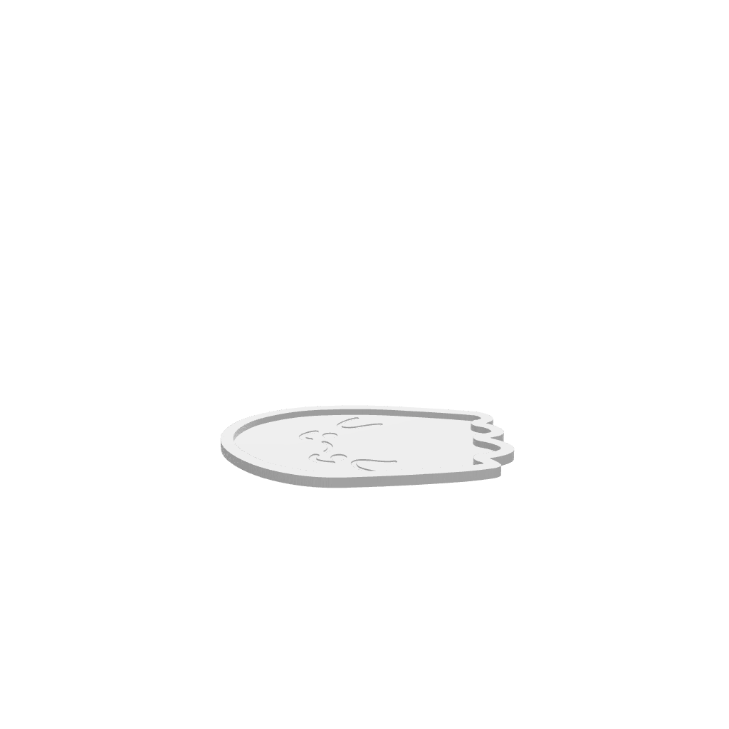 GLB file of wooden Halloween tray featuring a cute ghost design.