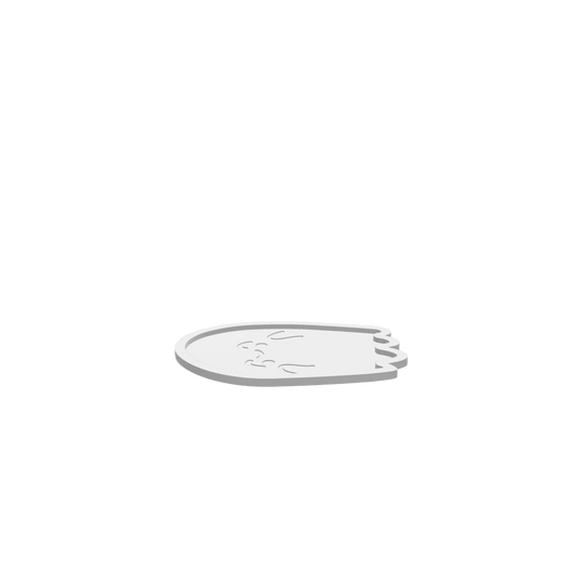 GLB file of wooden Halloween tray featuring a cute ghost design.
