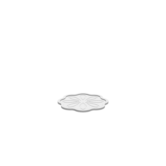 A 3D render of CNC file showing a droplet flower cookie tray with smooth edges and decorative flower shapes.