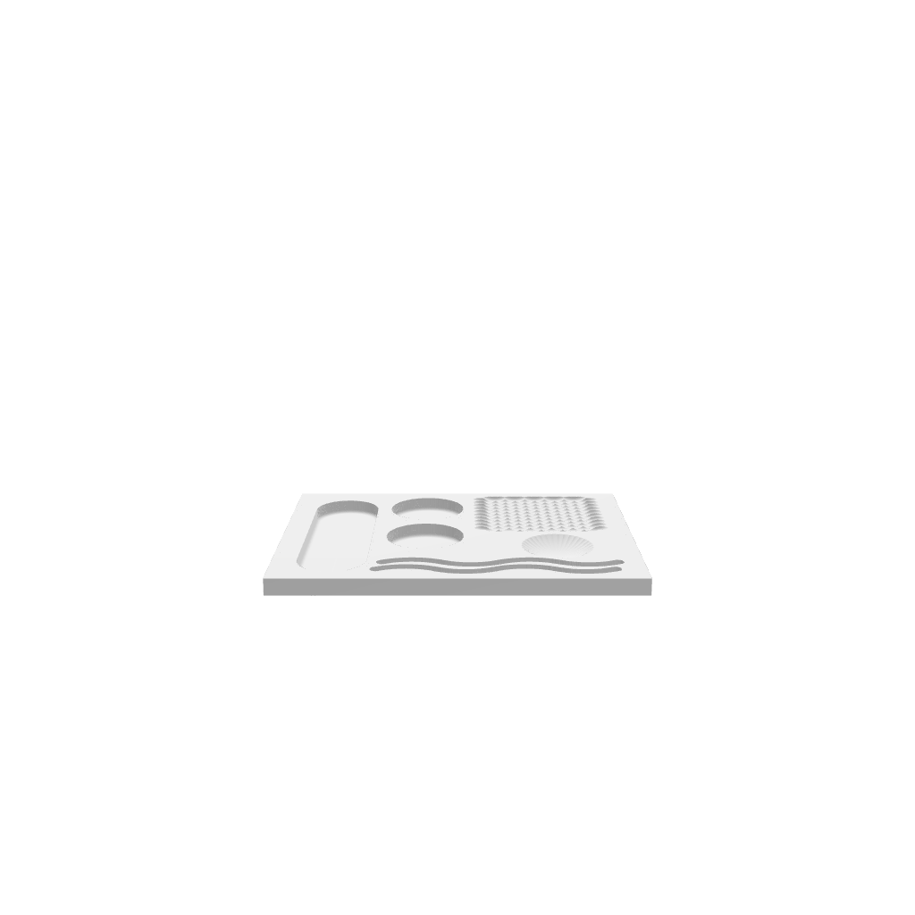 A 3D render of a CNC file showing a Dust Boot Tolerance Test design for measuring tolerance and alignment.