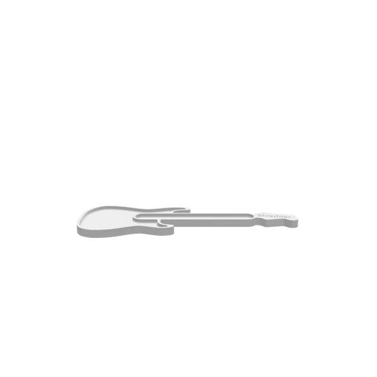 GLB file of Electric guitar shredder cheese board shaped like a guitar, 