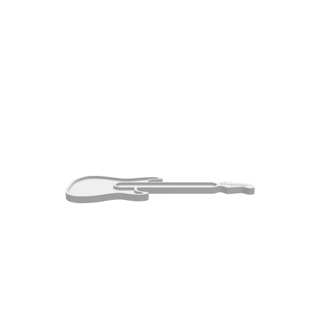 GLB file of Electric guitar shredder cheese board shaped like a guitar, 