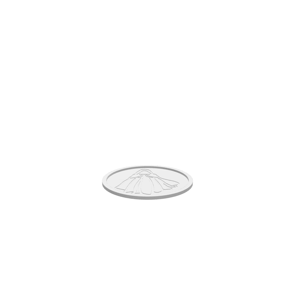 A 3D render of CNC file showing a Floating Cloak Halloween Tray featuring a ghostly cloak shape.