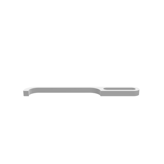 A 3D render of CNC file showing a Gap Handle Bread Bow Knife with a precise cut pattern.