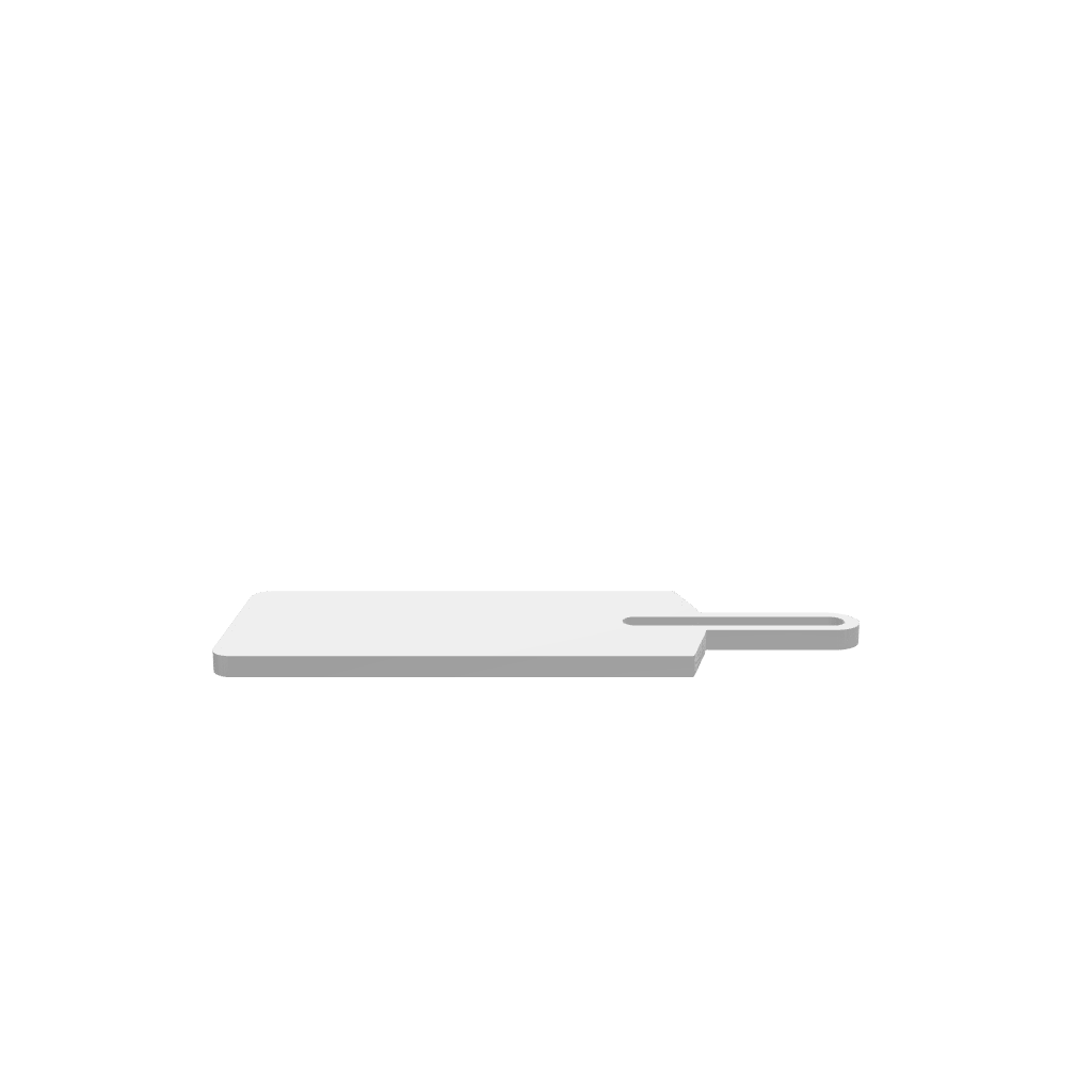 A 3D render of a CNC file showing a medium Gap Handle Cheese Board featuring a smooth finish and ergonomic handle for easy carrying.