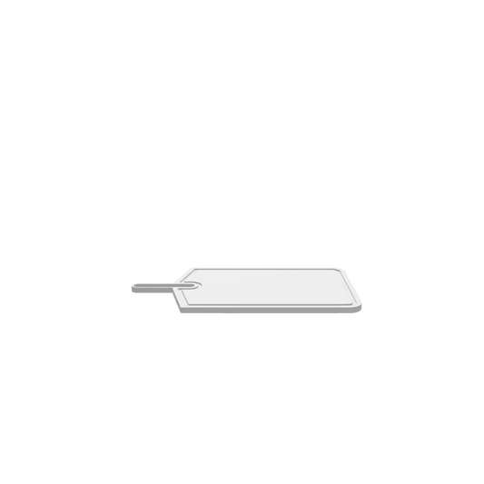 A 3D render of CNC file showing a Gap Handle Cheese Board XXL with a smooth rectangular board and ergonomic gap handle, designed for easy carrying and presentation.