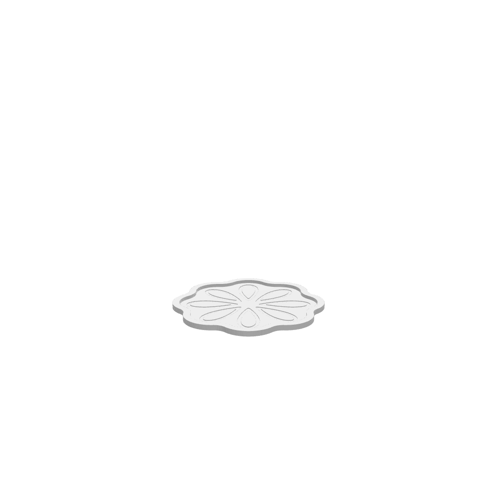 A 3D render of a CNC file showing a geometric flower cookie tray.