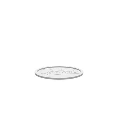 3D render of CNC file showing an oval wooden tray with ‘Grateful’ engraved in script font, rustic farmhouse design.