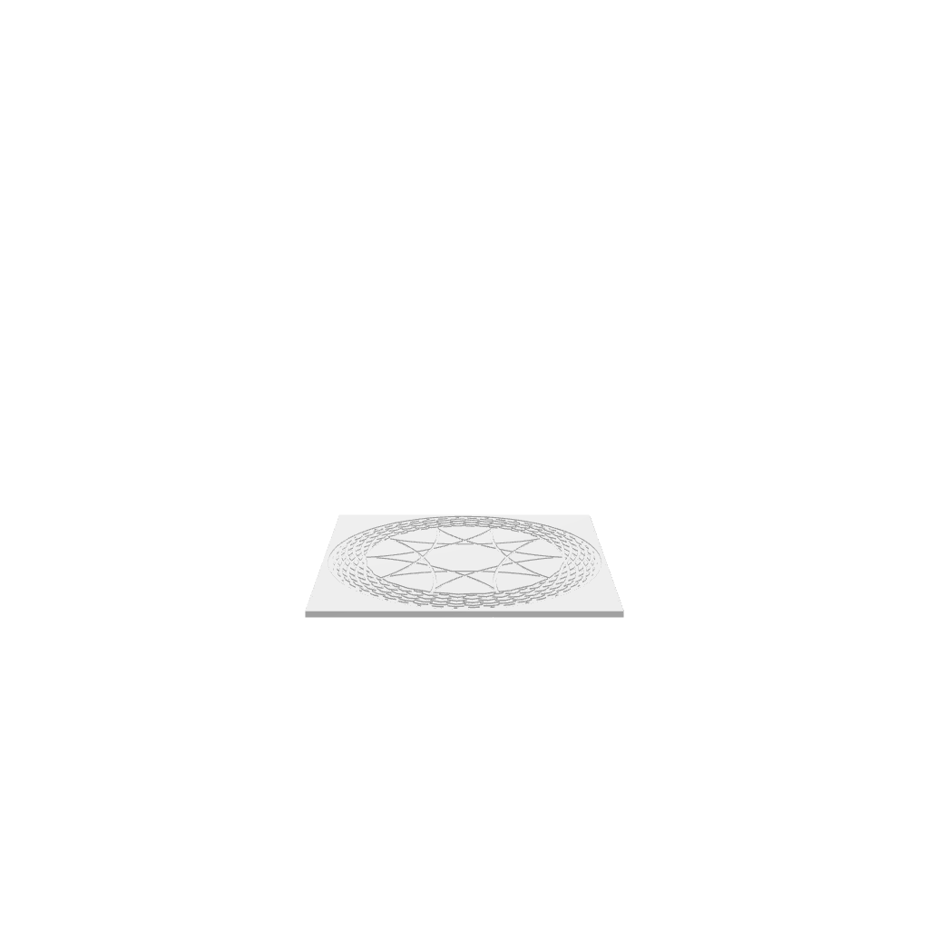 A 3D render of CNC file showing Guilloche Art 4 featuring elegant swirling lines and symmetrical decorative details.