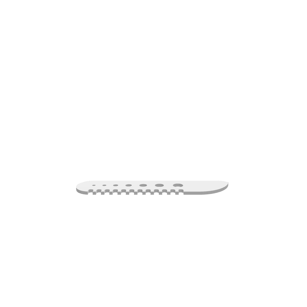 3D render of CNC file showing a Herb Stripper Knife with detailed contours and functional cutouts for efficient herb preparation.