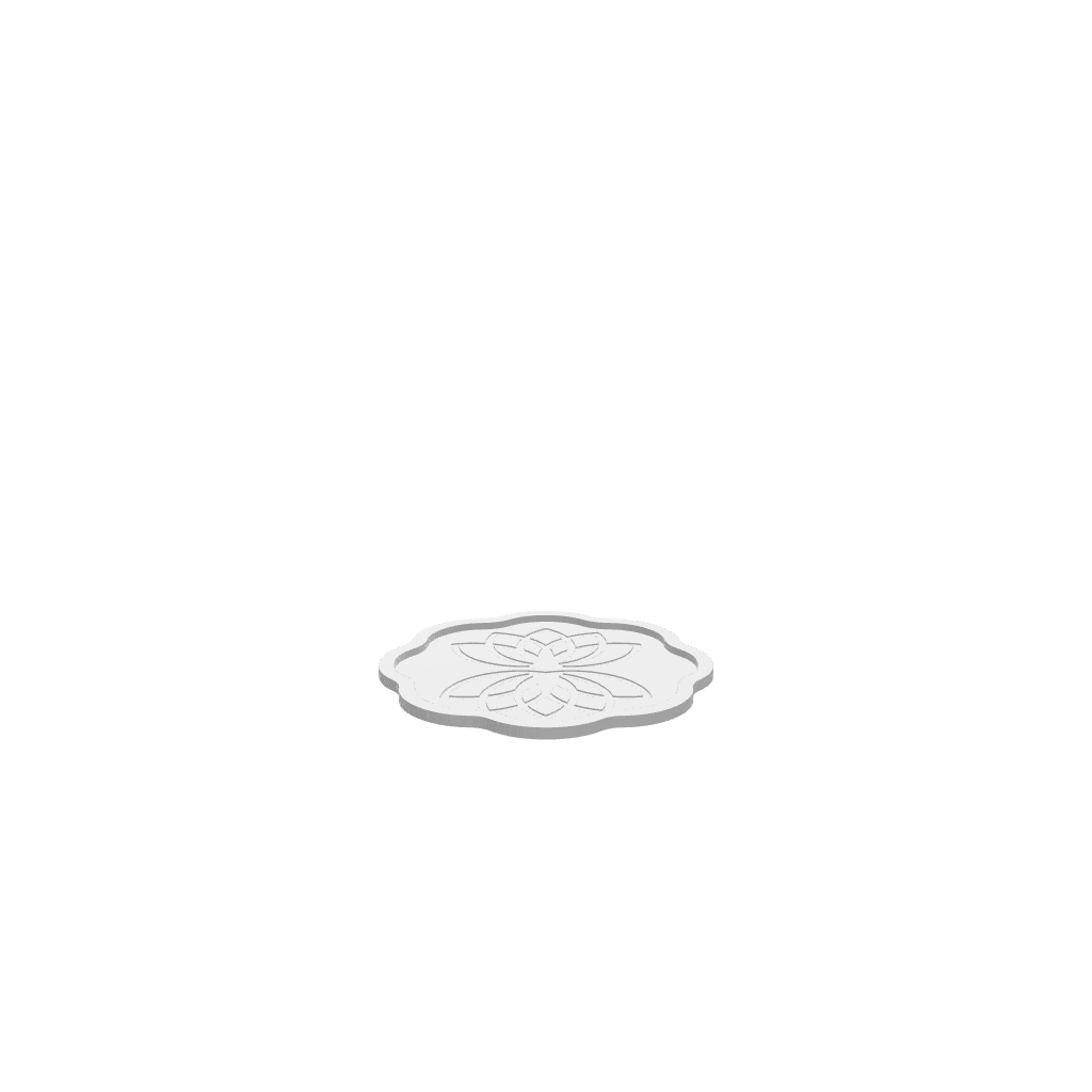 A 3D render of a CNC file showing a Lotus Flower Cookie Tray with an intricate lotus flower shape and smooth tray surface.