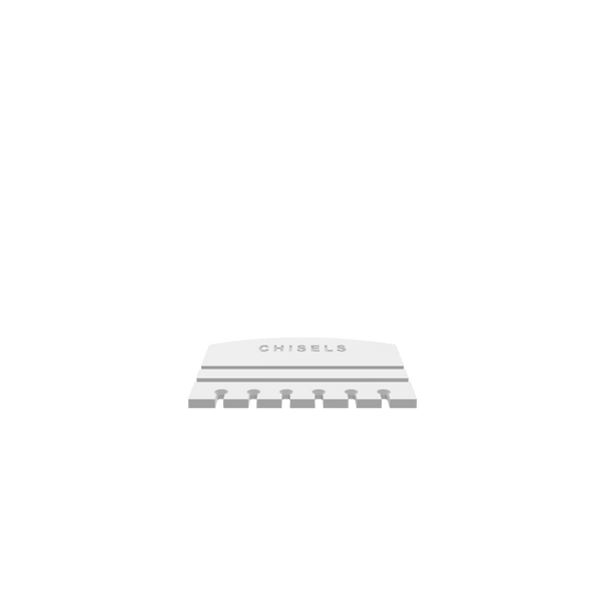 3D render of CNC file showing a minimalist chisel holder in two parts