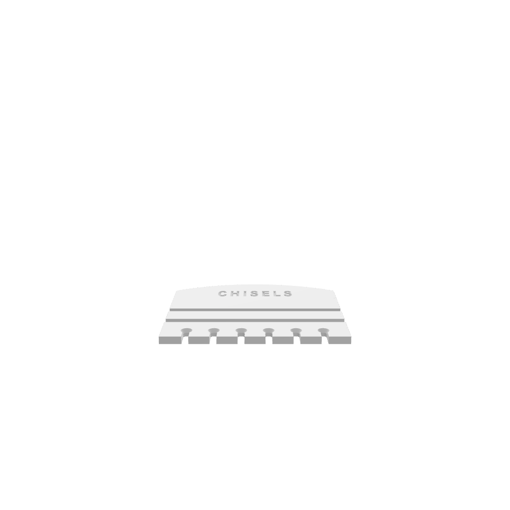 3D render of CNC file showing a minimalist chisel holder in two parts