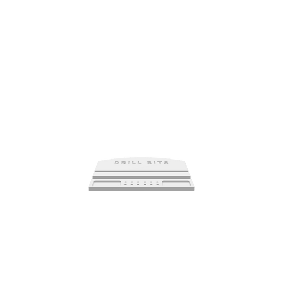 A 3D render of CNC file showing a minimalist drill bit holder in two parts
