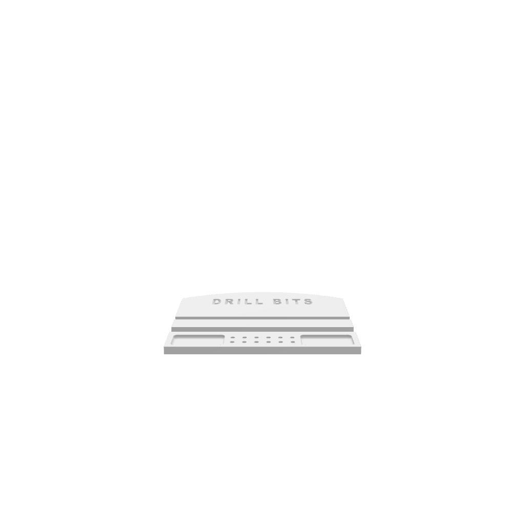 A 3D render of CNC file showing a minimalist drill bit holder in two parts