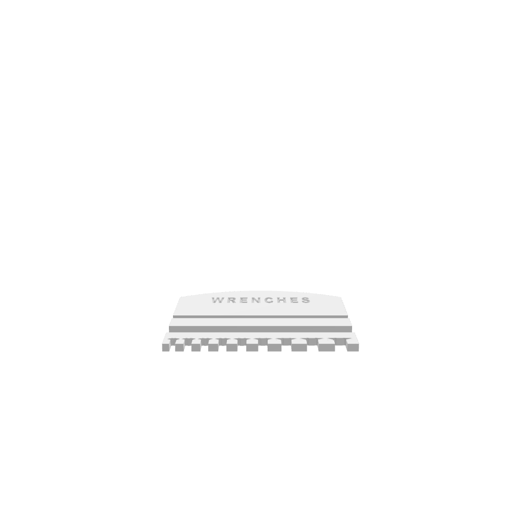 3D render of CNC file showing a minimalist wrench holder in the two parts it's made from