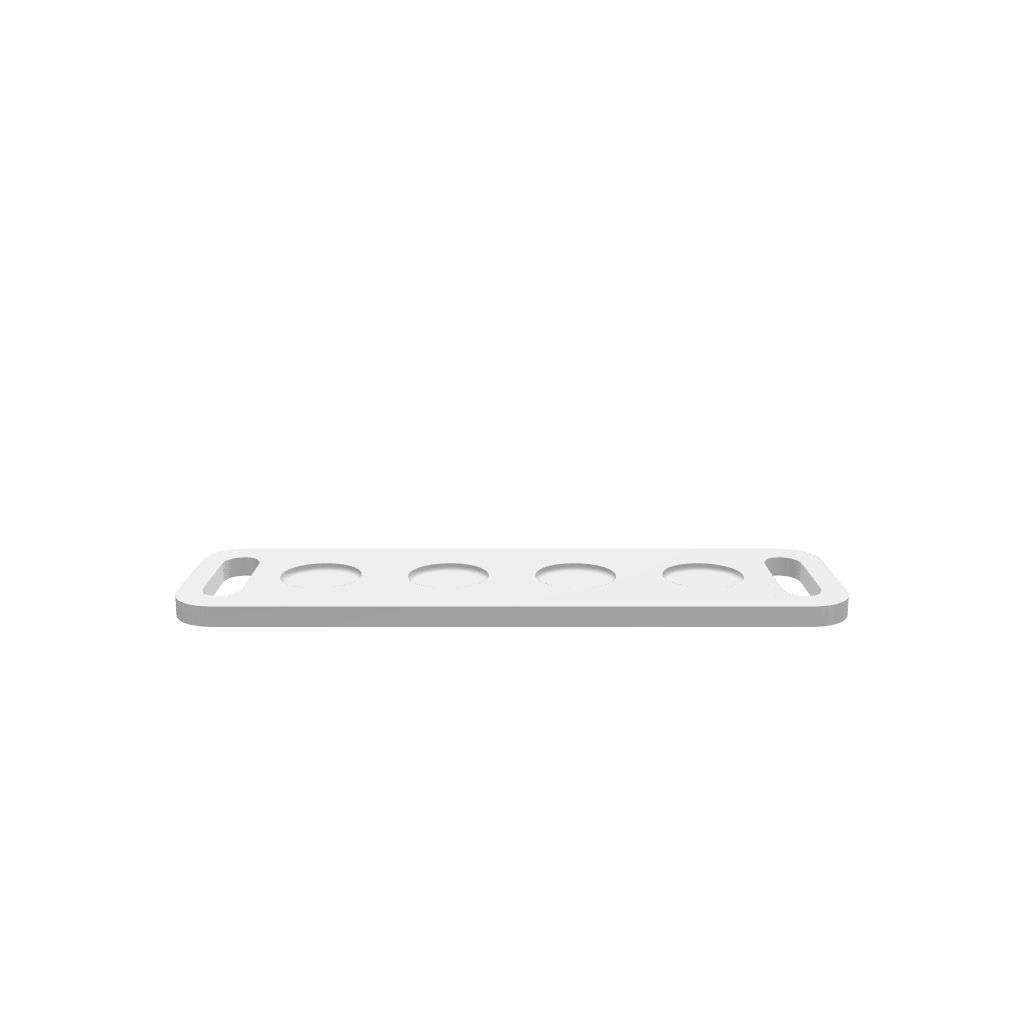 3D render of CNC file showing a modern beer flight with a clean, contemporary style and precision-cut holders for multiple glasses.