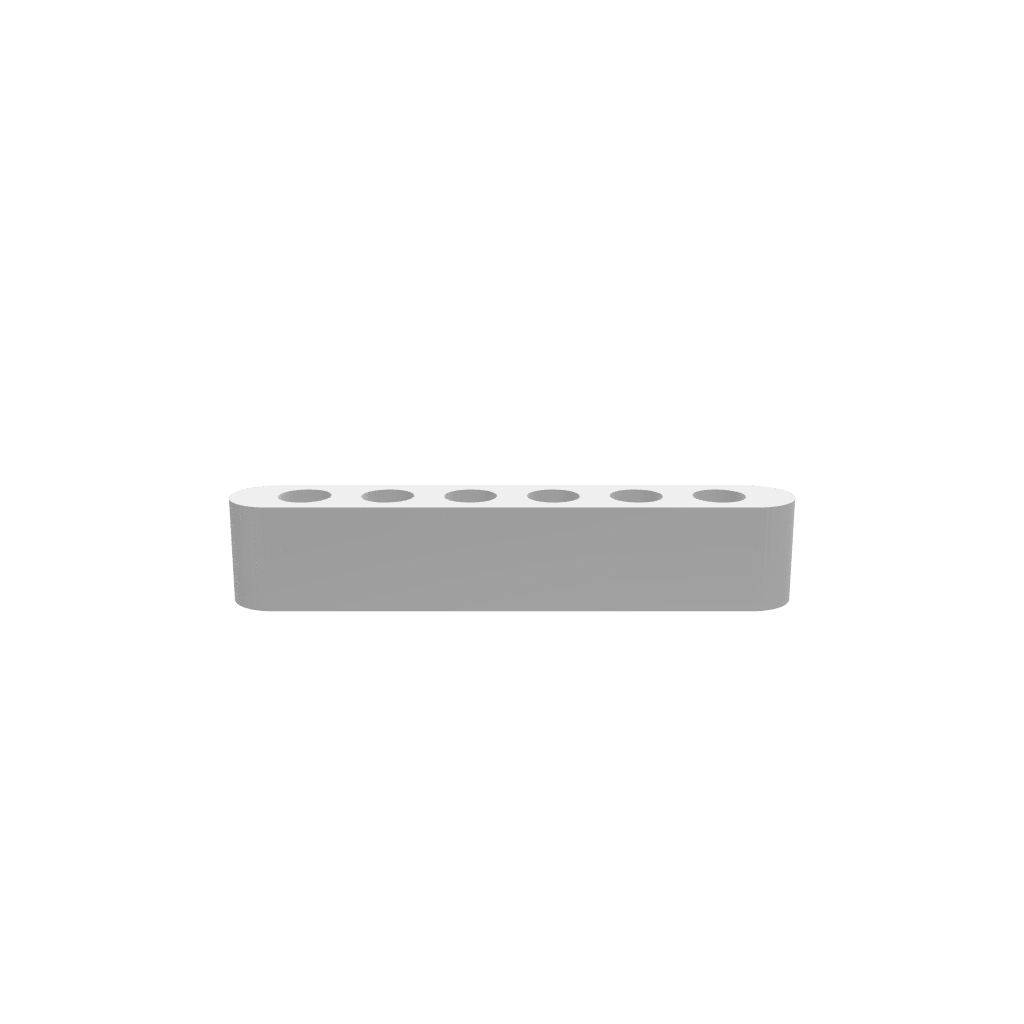 3D render of CNC file showing the Modern Propagation Station 6x V3, featuring a sleek wooden base with six openings for plant propagation tubes.