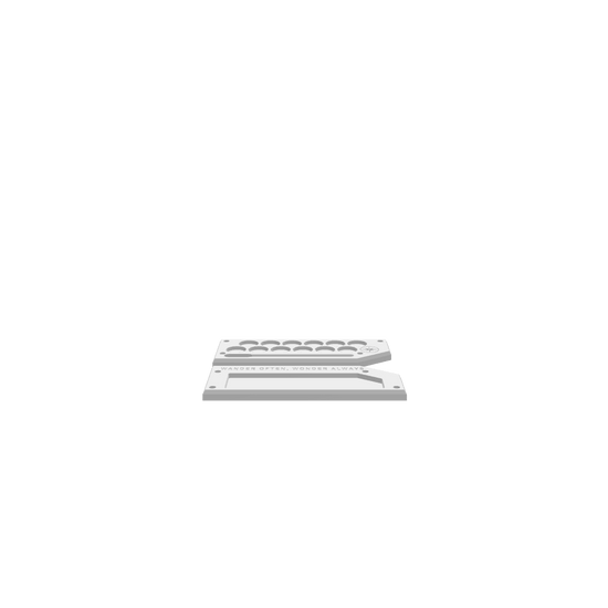 A 3D render of CNC file showing a Modern Travel Paint Set design with the phrase “Wonder Often Wander Always”