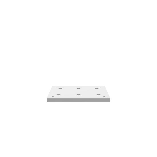 A 3D render of a CNC file showing Modular Wasteboard Tiles 8x12 inches with evenly spaced holes for workholding and modular table setup.