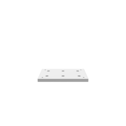 A 3D render of a CNC file showing Modular Wasteboard Tiles 8x12 inches with evenly spaced holes for workholding and modular table setup.
