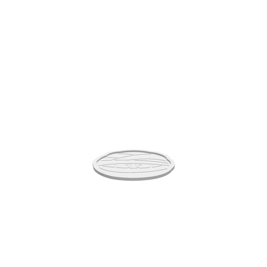 A 3D render of CNC file showing a Mummy Head design of a bandaged face in circular tray