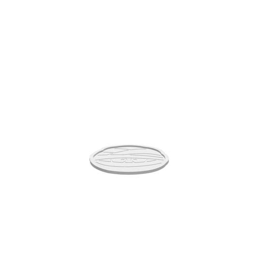 A 3D render of CNC file showing a Mummy Head design of a bandaged face in circular tray