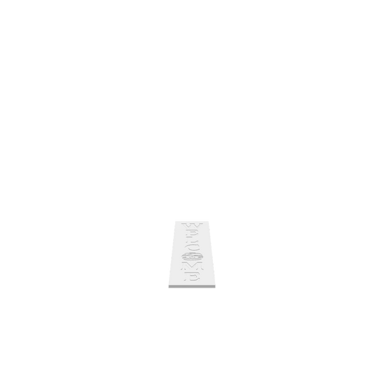 A 3D render of CNC file showing a “Mummy Welcome Porch Board” design, with a vertical layout, wrapped mummy details.
