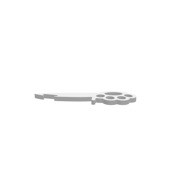 3D render of CNC file showing an Oven Push Stick Brass Knuckles design featuring a durable handle and smooth edges for safe use.