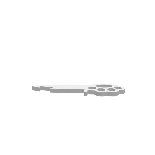 3D render of CNC file showing an Oven Push Stick Brass Knuckles design featuring a durable handle and smooth edges for safe use.