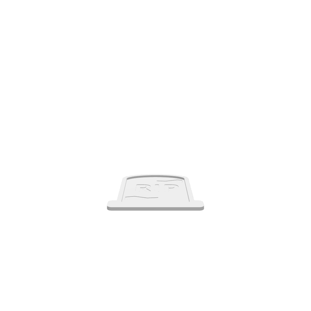 GLB file of gravestone tray with RIP and some crack engraved on the base