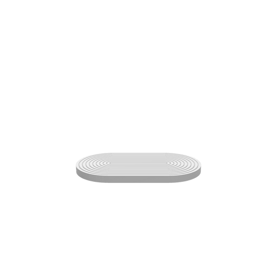 3D render of CNC file showing a Race Track Groove Trivet with detailed track-like grooves in a round shape.