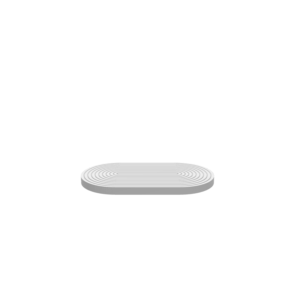 3D render of CNC file showing a Race Track Groove Trivet with detailed track-like grooves in a round shape.