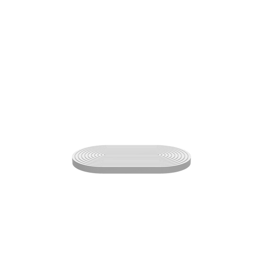 3D render of CNC file showing a Race Track Groove Trivet with detailed track-like grooves in a round shape.
