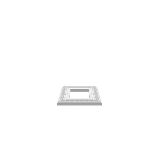 A 3D render of CNC file showing a ruffle patterned picture frame design with wavy, textured details around the border.