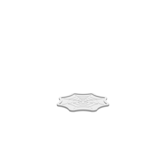 A 3D render of a CNC file showing a Spider Web Halloween Tray with intricate spider web patterns for Halloween use.