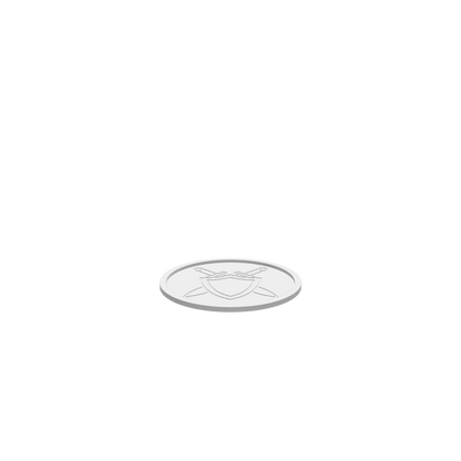 A 3D render of CNC file showing a swords and shield tray with a decorative medieval-style design