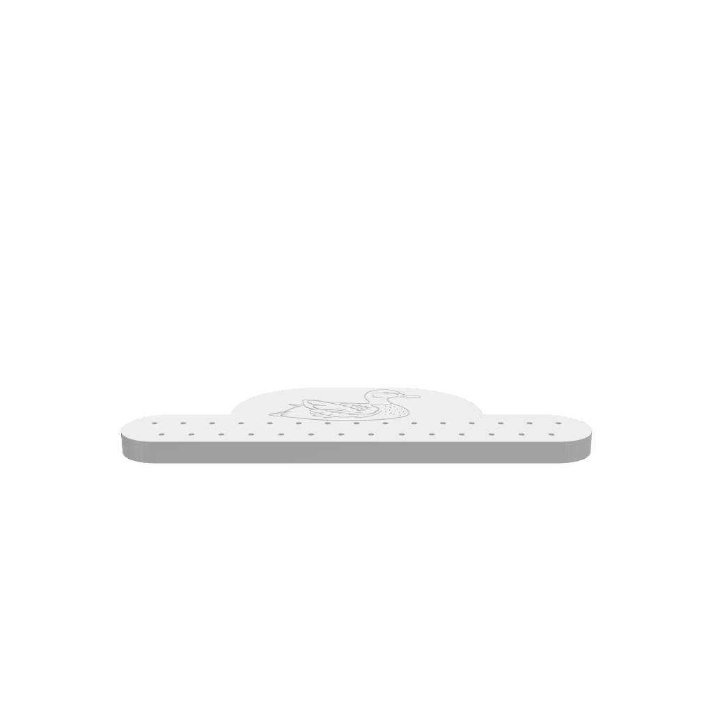 A 3D render of a CNC file showing a Tie Rack Duck design, featuring a duck-shaped holder for organizing ties in a creative way.