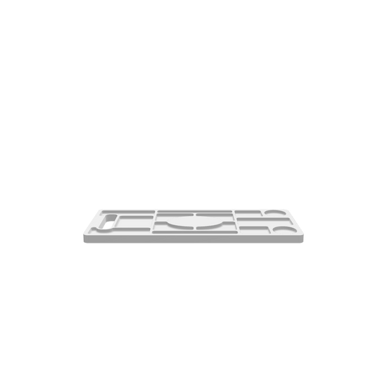 A 3D render of CNC file showing a sections cheese board with multiple compartments for serving different cheeses.