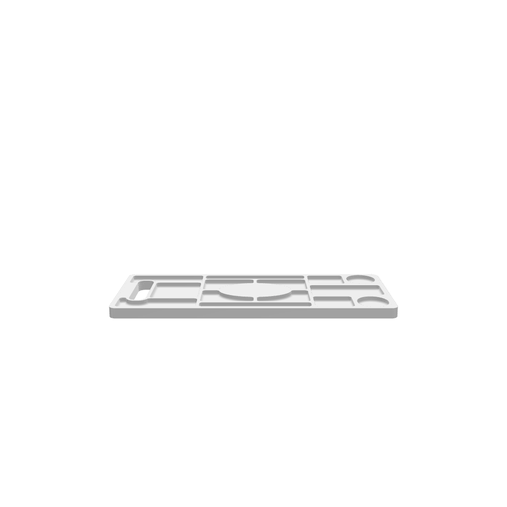 A 3D render of CNC file showing a sections cheese board with multiple compartments for serving different cheeses.